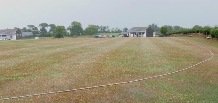 Hail storm covers the Cresselly pitch